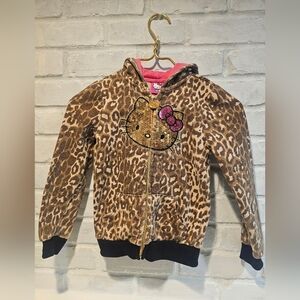 Hello Kitty Leopard Print Hoodie with Pink Accents